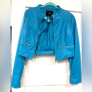 7 For All Mankind Vibrant Blue Leather Jacket